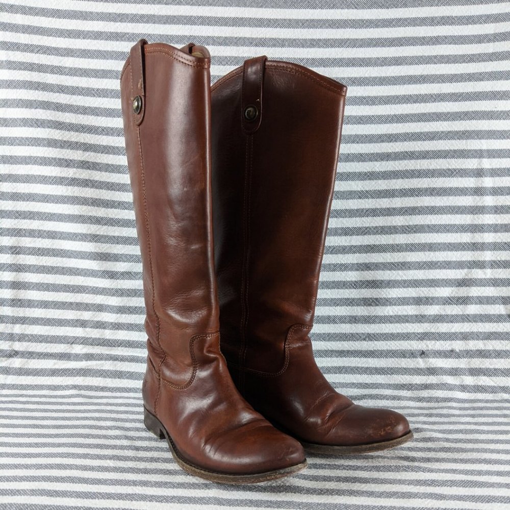 Frye Melissa Button Leather Riding Boot Size 6